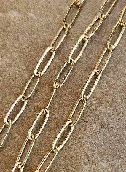 1m  18k Gold Plated  /  Stainless Steel / Paperclip Links / Chain /  Link Size 12x4mm