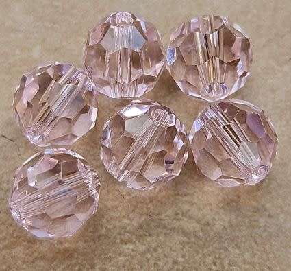 10pc x 8mm Pink / Imitation Crystal / Round Faceted Beads