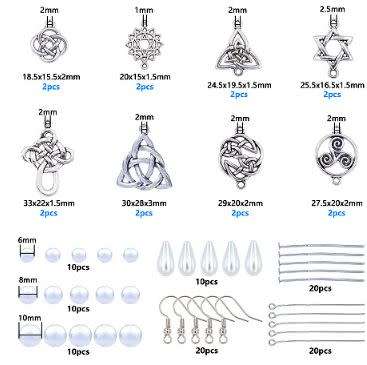 ***DIY***  8 Pairs / Knot Tibetan Style Pendants   / Glass Pearl  /Earing Making Kit