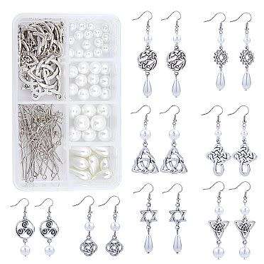***DIY***  8 Pairs / Knot Tibetan Style Pendants   / Glass Pearl  /Earing Making Kit