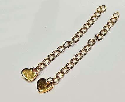 1Pc Stainless Steel  / Gold Tone Extender Chain / With Heart Charm