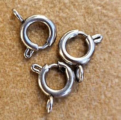 5 Pcs x 7.5mm  Stainless Steel /  Spring Ring Clasp