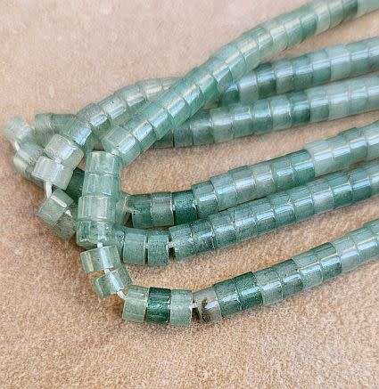 1 Strand  (+/-4.5x2.5mm)  / Natural Green Aventurine /  Heishi   Beads +/- 150pcs