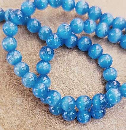 20pc x 6mm  Dark Blue  Cat`s Eye Beads
