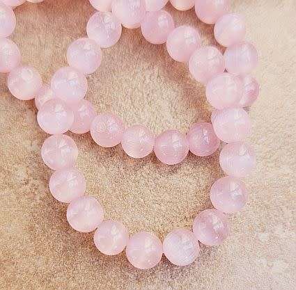 20pc x 6mm  Light Pink  Cat`s Eye Beads