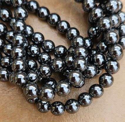 20pc x (6mm) Natural Hematite /  Non-magnetic / Black / Round  Beads