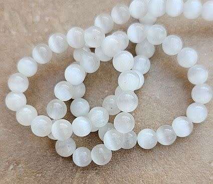 20pc x 6mm White  Cat`s Eye Beads