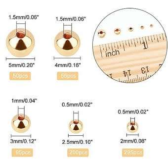 5 Sizes /  695 pcs / Round / Gold Plated / Brass  / Spacer Beads