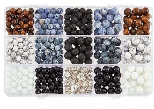 ^^Beading Kit^^  600pc Natural / Synthetic/ 6 & 8mm Gemstone  / Round Beads/ Rhinestone Spacers