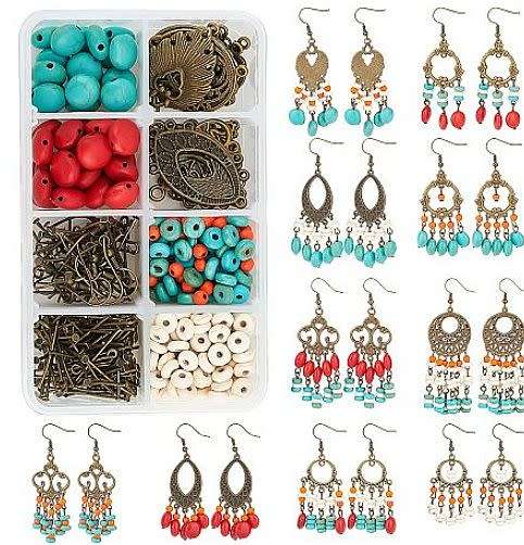 ***DIY*** 10 Pairs /  Tibetan Style Chandelier Components/Natural &  Synthetic / Earing Making Kit