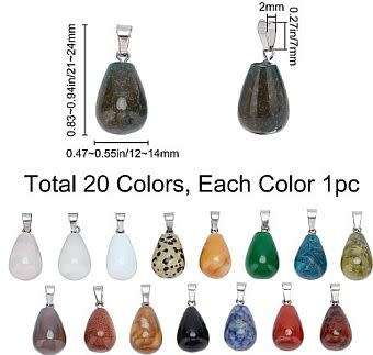***DIY***  20pcs / Natural /Synthetic / Drop Shape / Gemstone Pendants/ Necklace Jewelry / Kit