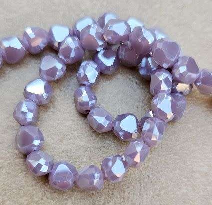 20pc (6mm)   Purple   / Opaque / Electroplated / Faceted Glass Beads