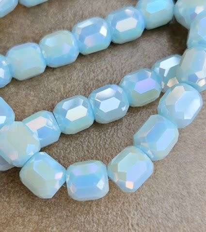 *Clearance Sale*10pc  (8mm) Light Blue / Barrel  / Faceted / Opaque / AB Glass Beads