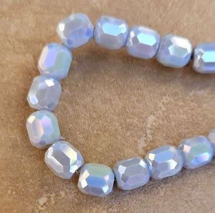 *Clearance Sale*10pc  (8mm) Light Grey / Barrel  / Faceted / Opaque / AB Glass Beads