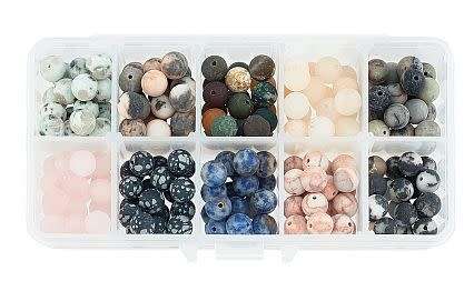 200pc x 8mm /  10 Types / Natural / Assorted / Gemstone Beads / Frosted