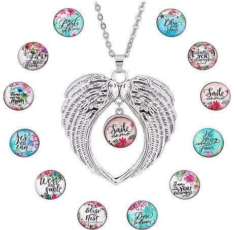 ***DIY*** 12pc / Floral / Glass Snap Button / Stainless Steel Chain / Necklace Jewelry / Kit