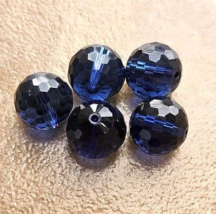10pc x 10mm Dark Blue / Imitation Crystal / Round Faceted Beads