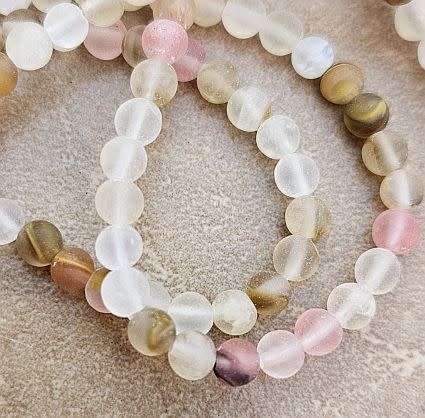 *Clearance Sale*1 Strand  (4mm) Tigerskin / Frosted / Round Glass Beads  +/- 85pcs