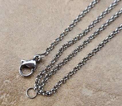 1pc  Stainless Steel  / Rolo Link /  Chain  With Lobster Clasp /  Link Size 2mm / 50cm incl clasp