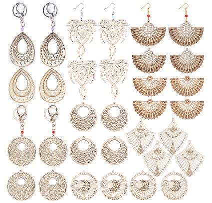 ***DIY*** Keyring & Earing Making Kit /  Undyed Wood  Pendants, & Acrylic Beads