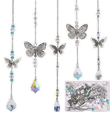 ***DIY***  Sun Catcher / Butterfly / Glass Beads / Glass Pendants / Stainless Steel Making Kit