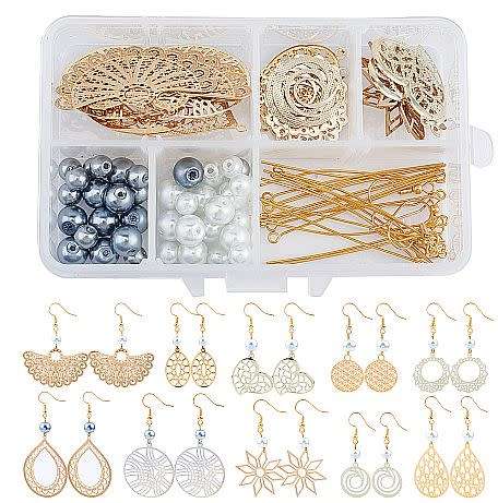 ***DIY*** 10 Pairs/ Gold Tone  / Filigree  Pendants /Earing Making Kit