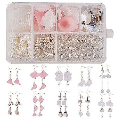 ***DIY*** 10 Pairs/ Frosted Acrylic   / Pendants / Silver Tone / Earing Making Kit
