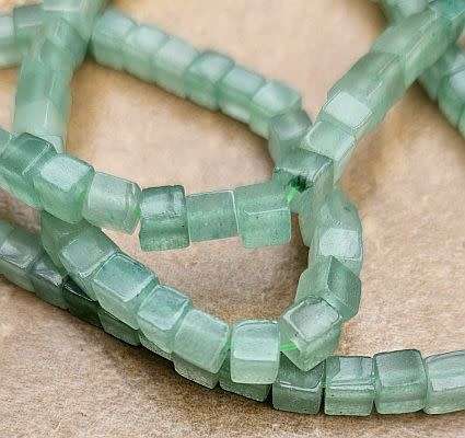 *Clearance Sale*1 Strand  (+/-4 x4mm)  / Natural Green Aventurine /  Cube