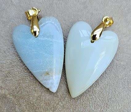 *Clearance Sale*1pc Natural /Amazonite/  Gold Tone / Heart Shape Pendant