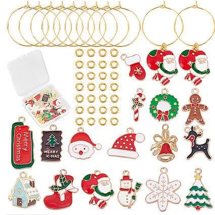 ***DIY*** 16 Set Christmas Wine Glass / Charms / Gold Tone / Enamel / Markers / Making Kit