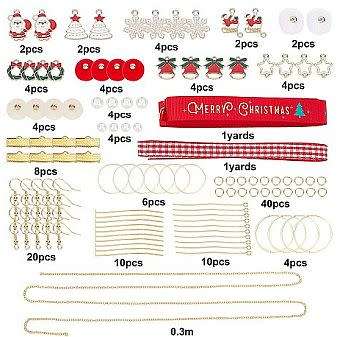 ***DIY*** 10 Pairs/  Christmas Theme / Enamel Pendants / Brass Findings /Gold Tone  / Kit