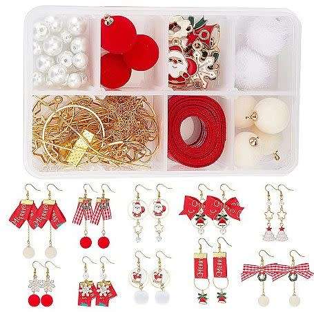 ***DIY*** 10 Pairs/  Christmas Theme / Enamel Pendants / Brass Findings /Gold Tone  / Kit
