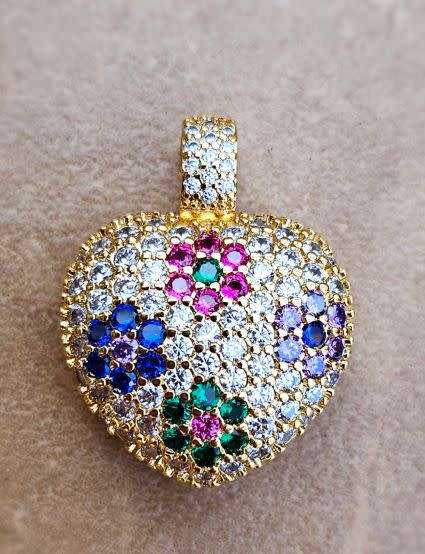 *Clearance Sale*1 pc  Heart/ Brass / Gold Plated / Multi Color Cubic Zirconia / Pendant  / 30x