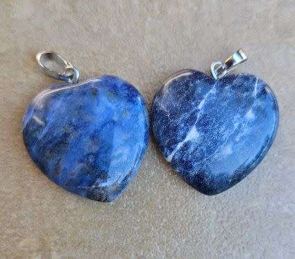 *Clearance Sale*1pc Natural /  Sodalite /  Silver Tone / Heart Shape Pendant