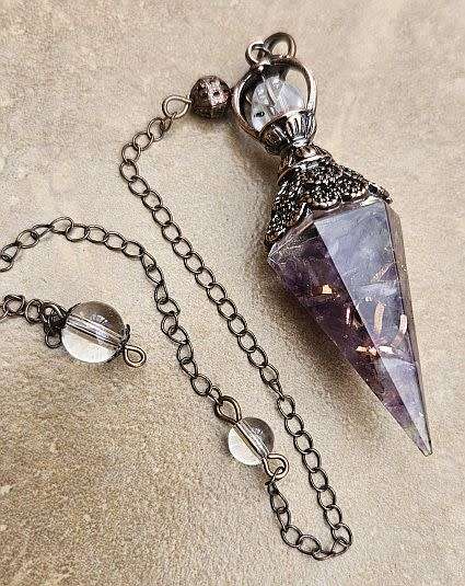 1pcs Natural Amethyst  / Crushed Chips Wrapped With Resin/ Dowsing  Pendulum