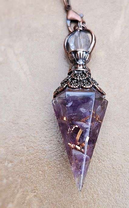 1pcs Natural Amethyst  / Crushed Chips Wrapped With Resin/ Dowsing  Pendulum