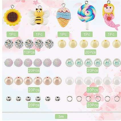 ***DIY***  Stretch Bracelet Making Kit  / Acrylic  / Clay Beads / Enamel / Polymer Clay Charms