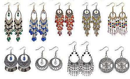 ***DIY*** 9 Pairs /  Glass Beads / Alloy  Tibetan Style Chandelier    Earring Components Kit***