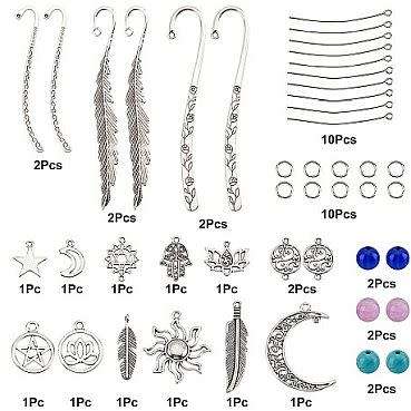 ***DIY*** 6pcs  Metal Hook Bookmarks / Sun / Moon / Feather /  Making Kit