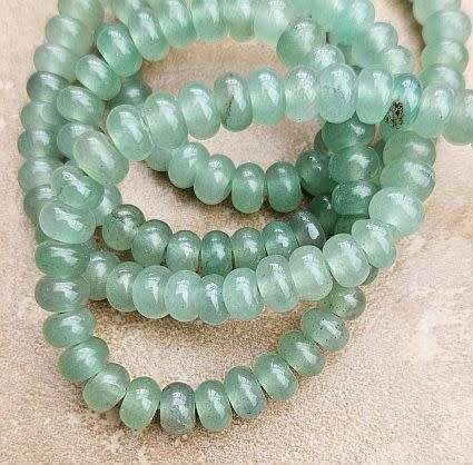 1 Strand  (+/- 6x4 mm)  / Natural Green Aventurine /  Rondelle Beads +/- 90pcs