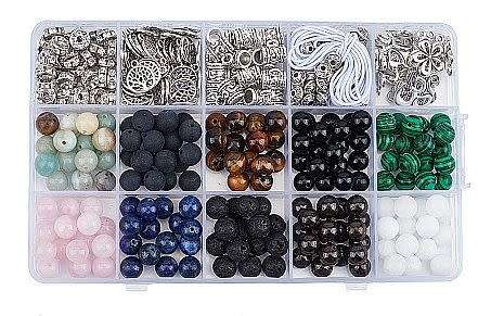 ^^Stretch Bracelet Beading Kit^^  Natural & Synthetic Mixed  Gemstone Round Beads / Findings