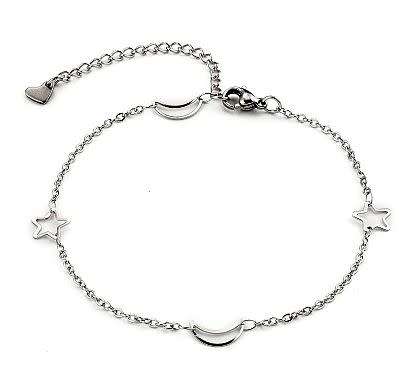 *Clearance Sale* 1pc  Stainless Steel   / Moon / Star / Chain Link / With Lobster Clasp / Antique