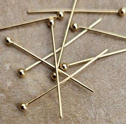 *Clearance Sale* 20pcs  x 25mm /  Gold Plated / Stainless Steel /  Ball Head Pins