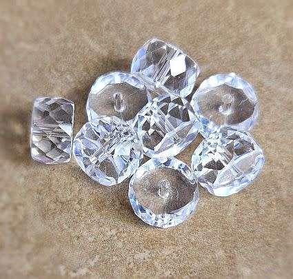 10pc x (12x7.5mm) Clear / Imitation Crystal / Rondelle Faceted Beads