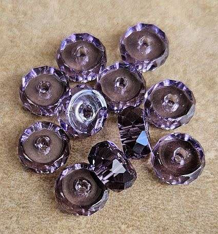 10pc x (8x4mm) Purple / Imitation Crystal / Rondelle Faceted Beads