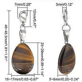 12pcs / Natural /Synthetic / Gemstone /  Drop Pendant With Brass  Lobster Clasps