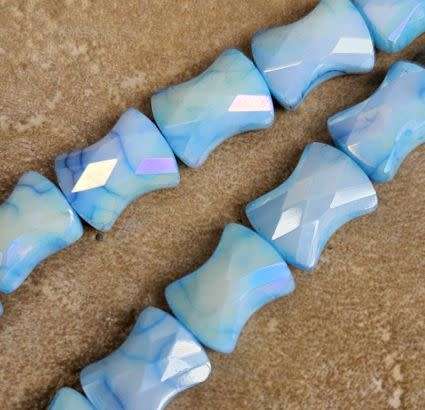 *Clearance Sale*10pc x (11x8.5mm) Blue / AB / Marble Painted  Glass Beads