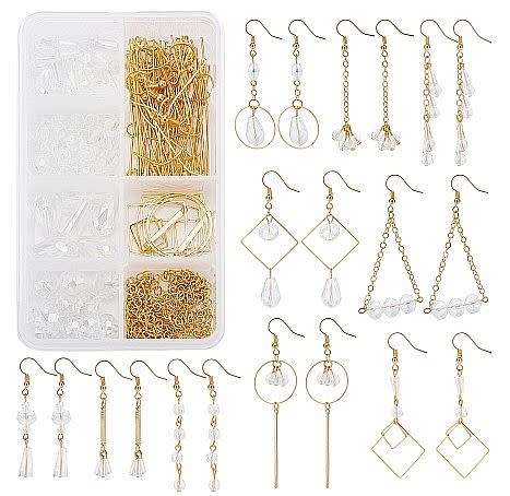 ***DIY*** 10 Pairs / Alloy Pendants / Gold Tone / Glass Beads /Dangle Earring Making Kit