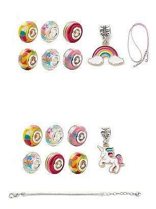 ***DIY*** 16pc  Rainbow / Unicorn / Necklace Bracelet Making Kit / Enamel / Acrylic Resin European