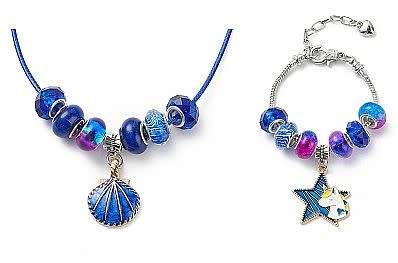 ***DIY*** 16pc Dark Blue / Shell / Star / Necklace Bracelet Making Kit / Enamel / Acrylic Resin